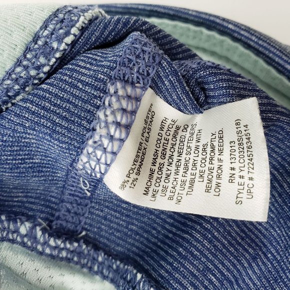 Marika Sport Capri Leggings Women's Size L 12-14 Blue Stripe - Picture 4 of 8